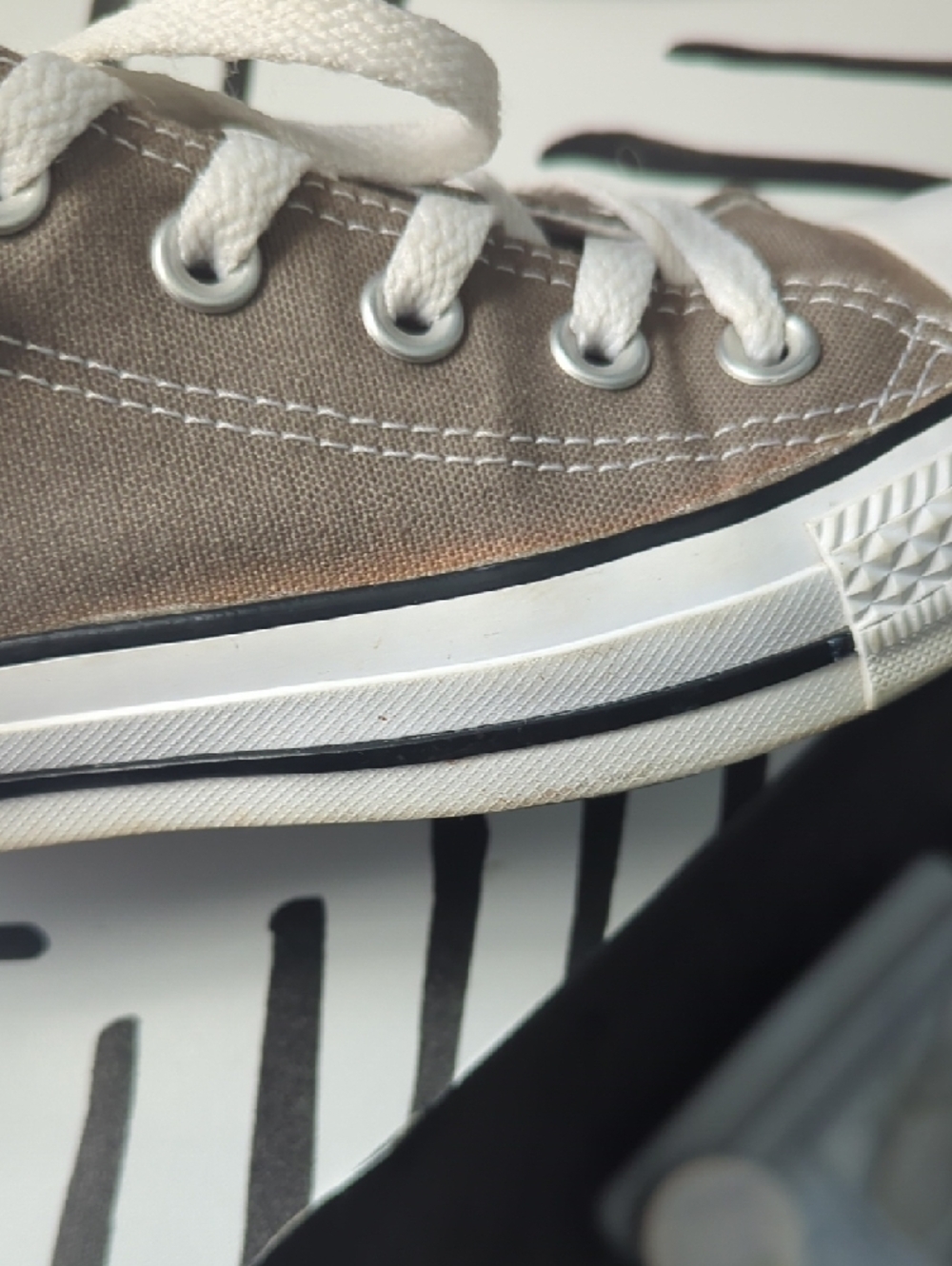 Converse  Brown/Taupe Canvas Sneakers with White Laces - Picture 5 of 6